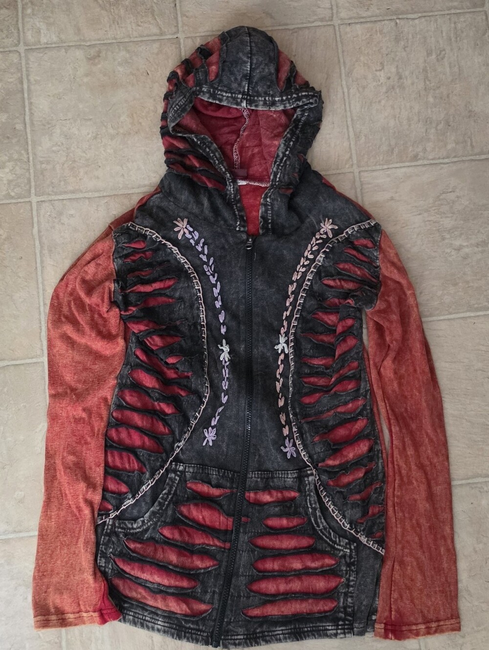 Nepal Cotton Hippie Zip Up Hoodie With Bell Sleeves